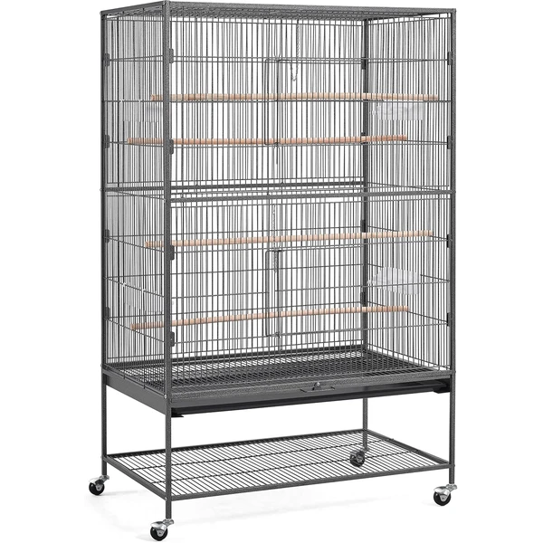 Abician Voliere Oiseaux Intérieur sur Pied Grand Cage Oiseau sur roulettes en Métal pour Perroquet Perruches 93,5×56,5×153cm — Abician, noté 4.6/5