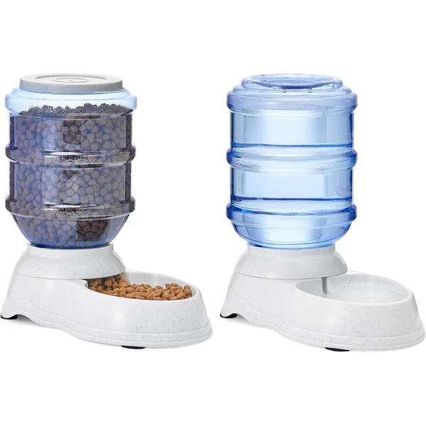 Amazon Basics Chien Distributeur d’eau et de nourriture pour animaux, Distributeur d'eau d'une capacité de 9,46 L et distributeur de nourriture d'une capacité de 5,44 kg, Grande taille — Amazon Basics, noté 4.5/5