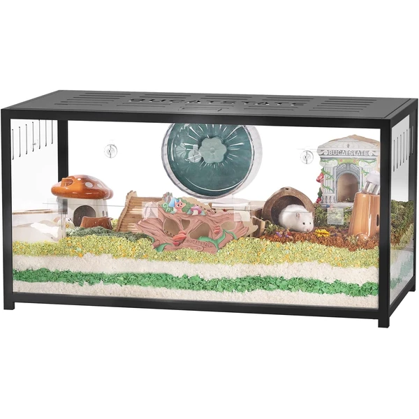 BUCATSTATE Cage pour Hamster Metal 2,0 - Habitats pour Petits Animaux Grand Empilable avec Terrier Profond Installation Facile 100 * 50 * 52,5 cm pour Hamster Syrien Nain (0.5m² Noir) — BUCATSTATE, noté 4.4/5