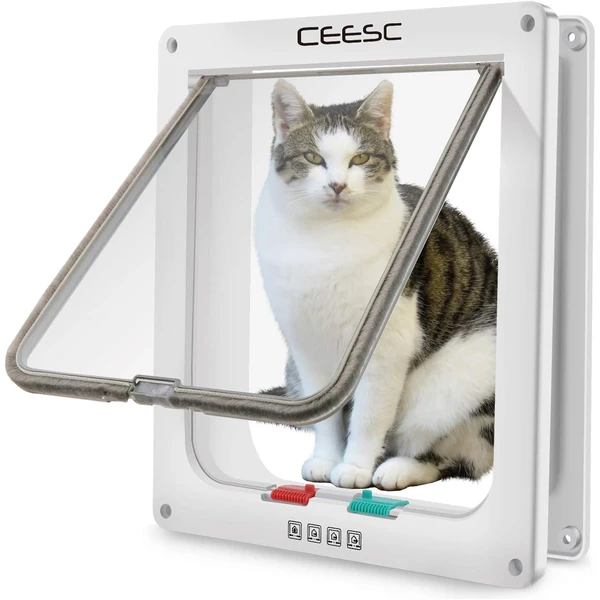 CEESC Grande chatière (Taille extérieure 28cm x 24.9cm), Verrouillage à 4 Voies Chatière pour Chats et Petits Chiens de circonférence <63cm, Facile à Installer et à Utiliser — CEESC, noté 4.6/5