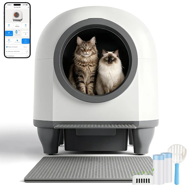 Devoko 90L Litiere Chat Autonettoyante, Litiere Automatique Multi-Chats | Sécurités Multiples, Pilotage Par APP, Entrée Basse Et Désodorisation Pour Litiere Pour Chat Autonettoyante. — Devoko, noté 4.2/5