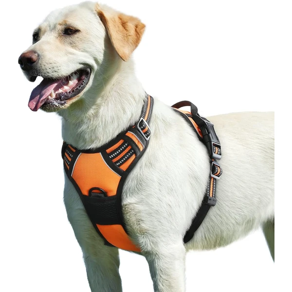 Eagloo Harnais Chien, Harnais Anti Traction pour Chien, Orange, L | avec Poignée Contrôle, Bandes Réfléchissantes, Maille Respirante Solide, Facile à Mettre, Réglable, pour Chiens Moyens Grands — Eagloo, noté 4.5/5