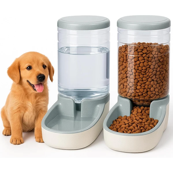 Edipets, Distributeur Croquettes Chat, Chien, Automatique, 2 Unités, 3.8 L, Gamelle à Nourriture et à Eau pour Animaux de Compagnie (Gris) — Edipets, noté 4.5/5