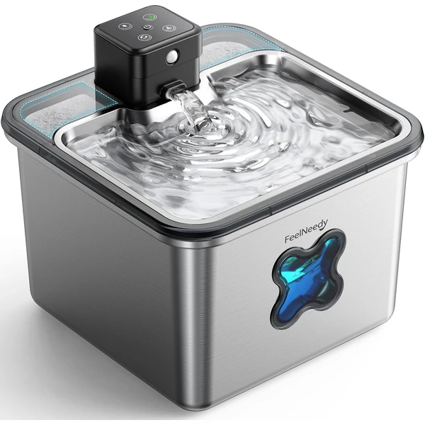 Fontaine a Eau Chat sans Fil, FEELNEEDY 3.2L Fontaine à Eau pour Chat INOX | avec Detecteur de Mouvement, Visualisation du Filtre, Lavable au Lave-Vaisselle, Batterie 4000mAh Rechargeable — FEELNEEDY, noté 4.6/5