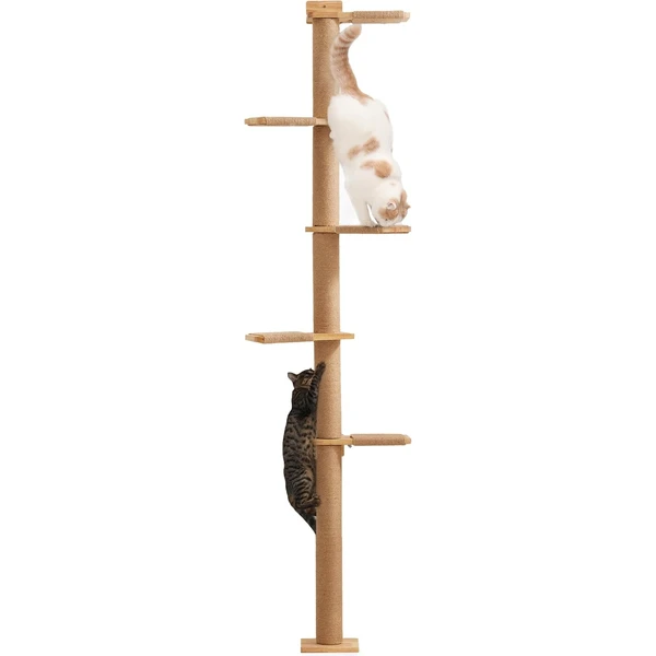 FUKUMARU Arbres à Chat 205,7 cm, 5 Étages du Sol au Plafond, Griffoir Mural pour Chat, Étagères Murales pour Chat, pour Grimper, Gratter, Observer et Jouer — FUKUMARU, noté 4.5/5
