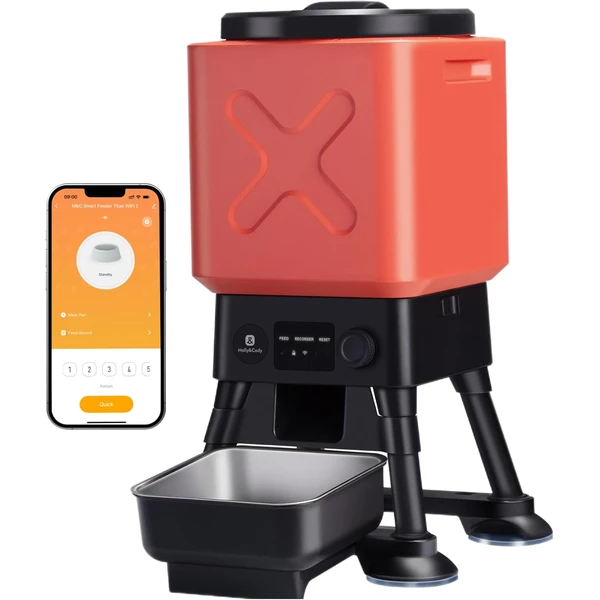 Mangeoire Automatique pour Chiens de Grande Taille, capacité de 14 L, Alimentation à Distance, système Anti-Blocage, Distributeur Automatique de Nourriture pour Chien, contrôle par Application WiFi — MOLLY&CODY, noté 4.2/5