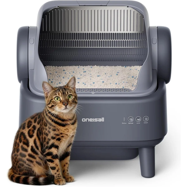 oneisall Litiere Chat Autonettoyante XXL avec EaseClean™, silencieuse litière autonettoyante, Poubelle de 11L adaptée aux Grands Chats, incluant Tapis litiere Chat et 40 Sacs. — oneisall, noté 4.2/5