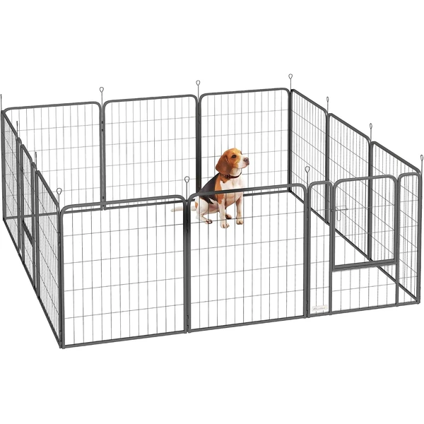 PawHut Parc pour Chien 12 Panneaux Modulable Pliable 204x204x80cm Noir | Enclos Chien, Portable, Acier, Clôture pour Petits Anumaix, 2 Portes, Intérieur et Extérieur — PawHut, noté 4.5/5