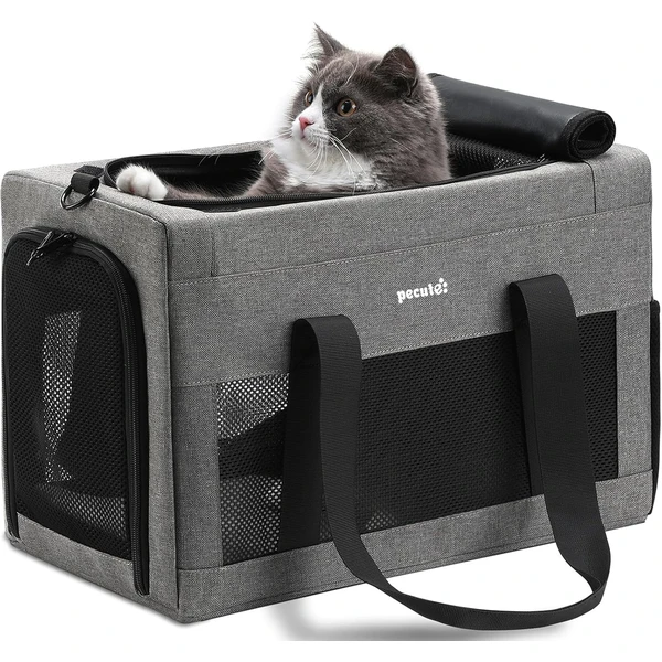 pecute Sac Transport Chat Approuvé par Les Compagnies Aériennes Gris | Sac de Transport pour Chat Portable, Écurie Sac de Transport pour Animaux de Compagnie — Pecute, noté 4.7/5