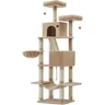 Feandrea Arbre à Chat, Hauteur 206 cm, avec 13 Griffoirs, 2 Plate-Forme, 2 Niches, Panier, Hamac, Pompon, Tissu Peluche, Multi-Niveaux pour Chat d'Intérieur, Marron Camel PCT190K01 — Feandrea, noté 4.7/5