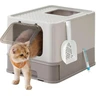 Feandrea Bac à Litière Fermé, Maison de Toilette, Plateau Amovible, Pelle, Brosse, pour Grand Chat, Capacité de Charge 15 kg, Anti-Traces, Anti-fuites, Gris Clair et Gris Foncé PPT001G01 — Feandrea, noté 4.4/5
