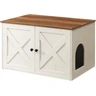 Feandrea Maison de Toilettes pour Chat, Niche, Meuble Litière Chat, avec Séparateur Amovible, Cache-litière, Table Basse, 80 x 53 x 50 cm, Marron Miel et Blanc Rustique PCL002P01V1 — Feandrea, noté 4.6/5