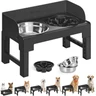 Feandrea Gamelle pour Chien Surélevée, avec Support, Ajustable en Hauteur et Inclinable, Support Gamelle, 2 Bols en Acier Inoxydable 304, 1 Bol Anti-Glouton, Noir d'encre PRB103B01 — Feandrea, noté 4.4/5