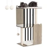 FourFurPets 3-Tier Modern Arbre à Chat Hauteur 111 cm, Tour de Jeux pour Chats, avec 2 griffoirs en sisal, 3 Grande Plateformes, Pompons, Grège — FourFurPets, noté 4.5/5