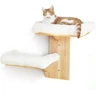 FUKUMARU Étagères Murales pour Chat, 2 Plateformes, Meuble Mural Flottant en Forme d'arbre avec Lit Doux, Perchoir en Bois d'Hévéa Massif pour Cloison Sèche de 40,6 cm — FUKUMARU, noté 4.5/5