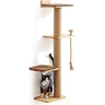 FUKUMARU Arbre à Gratter pour Chats à Monter au Mur, Poteau à Gratter de 127 cm pour Grands Chats, avec Lit pour Chat, Poteaux à Gratter en Bois de Caoutchouc pour Chatons, Grand — FUKUMARU, noté 4.7/5