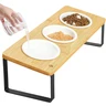 GUUSII HOME Gamelle Chat Surélevée Ceramique Bol Surelevee pour Chat 3 Bols Ø12cm Support Gamelles pour Chats Incline 15°Anti Vomissement Ergonomique Porte Bois Gamelle Chaton 200ml *3 en 1 (Jaune) — GUUSII HOME, noté 4.6/5