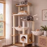 Heybly Arbre à Chat Tour 179 cm pour Gros Chats Intérieur, Structure Extra Stable, Meuble pour Chats Moderne avec Poteaux à Griffoir en Sisal, Condo & Hamacs, Coloris Noyer HCT121WB — Heybly, noté 4.3/5