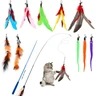 Hianjoo Jouet à Plumes pour Chats 12 PCS, Jouets Interactifs pour Chats | 2 Bâtons Drôles de Baguette Rétractable pour Chat et 10 Plumes de Remplacement avec Cloche pour Chats et Chatons D'intérieur — Hianjoo, noté 4.5/5