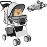 PawHut Poussette Buggy Pliable Animaux Imperméable pour Chien Chat Gris | Chariot Pliante, Toit Amovible Incluse, Porte-Gobelet, Panier de Rangement, Roues avec Frein, Tissu 600D Oxford, Acier — PawHut, noté 4.5/5