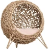 PawHut Panier Chat lit surélevé Chat Cosy Niche Grotte Grand Confort dim. Ø 52 x 58H cm Coussin Moelleux Inclus résine tressée Imitation rotin Beige — PawHut, noté 4.5/5