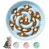 Gamelle Anti Glouton Céramique - Bol Nourriture Chat Anti Vomissement avec Labyrinthe Interactif - Bleu pâle - 16 x 3 cm — PTOBER, noté 4.4/5