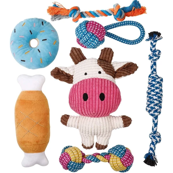 Toozey Jouet pour Chien - 7 Jouets Durables pour Chiots et Petits Chiens - Peluche Non Toxique en Coton Naturel — Toozey, noté 4.4/5