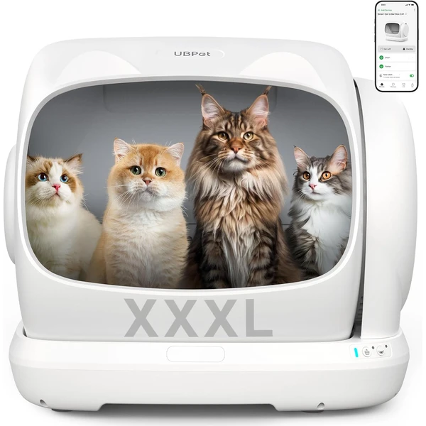 UBPET XXXL Litière Autonettoyante pour Chats,106L-Litière Automatique avec Contrôle par App, Désodorisant, Grande Capacité, pour Multiple Chats — UBPET, noté 4.4/5