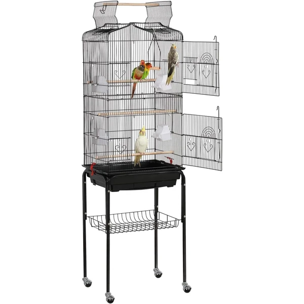 Yaheetech Cage Oiseau sur Pied Voliere Oiseaux Intérieur Decorative 46 x 35 x 162,5 cm Toit Ouvert pour Perruche Calopsitte Canari avec Support Détachable — Yaheetech, noté 4.4/5