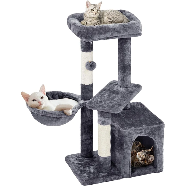 Yaheetech Petit Arbre à Chat Multiniveau 87 cm de Haut Gris Foncé — Yaheetech, noté 4.6/5